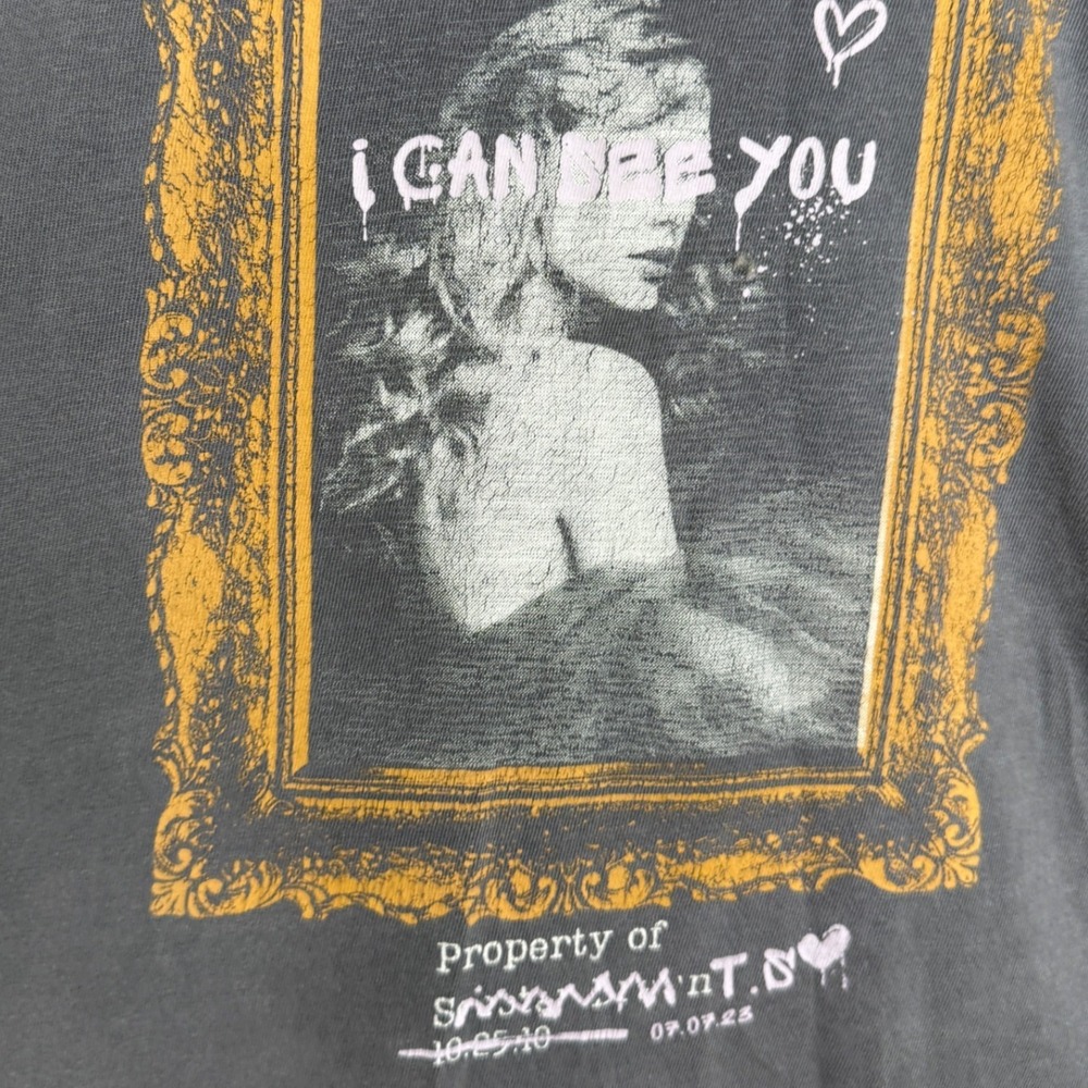 Taylor Swift I Can See You Graphic Tee T Shirt Gray Size XL Thick Oversized Eras